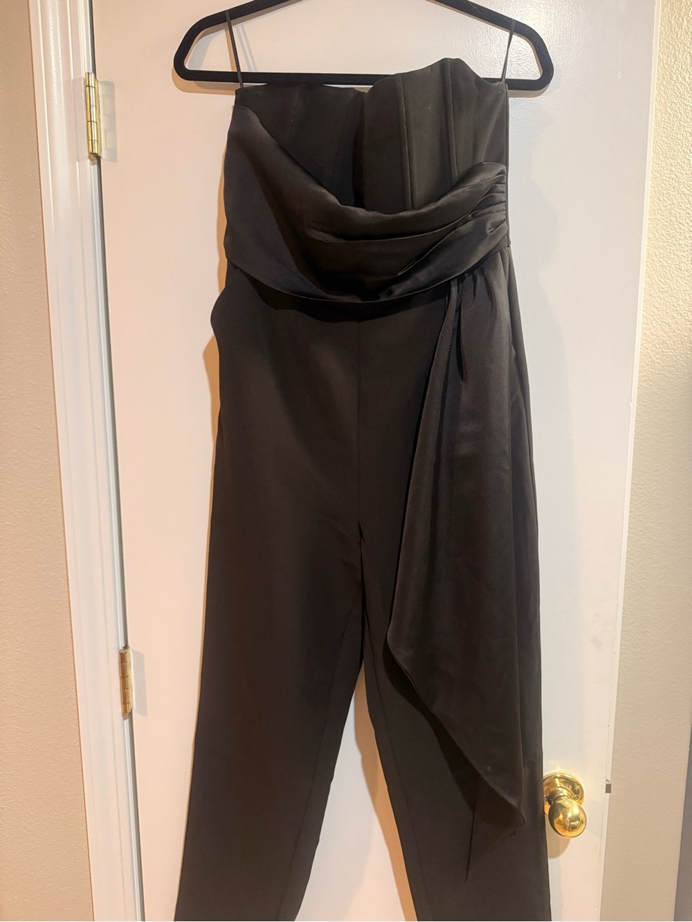 Steve Madden Black Strapless Draped Jumpsuit with Sash